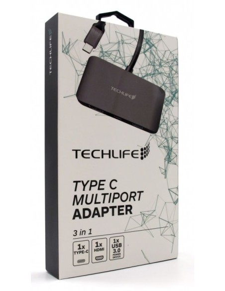 TECHLIFE TLIT0007 ADATTATORE USB-C/HDMI 3IN1