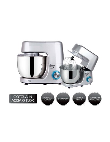 TECHLIFE TLCU200PL IMPASTATRICE CON CIOTOLA IN ACCIAIO 8LT 1400WATT