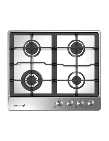 TECHLIFE TFBIPCG60FGG PIANO COTTURA 60CM 4F INOX COM.FR. GRIGLIE GHISA