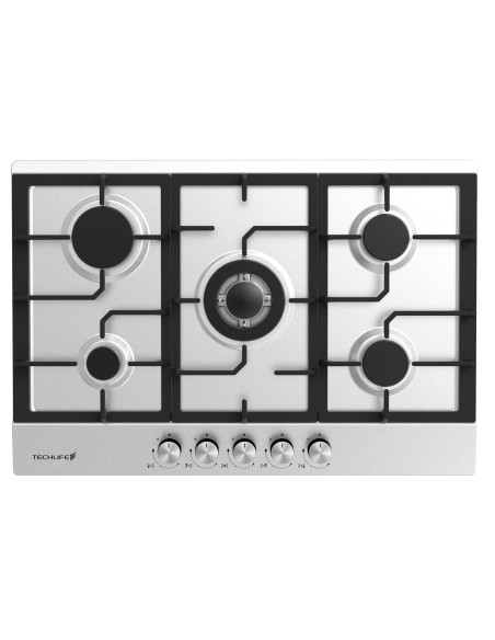 TECHLIFE TFBIPCG75FGG PIANO COTTURA 75CM 5F INOX COM.FR. GRIGLIE GHISA