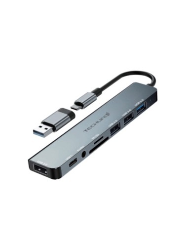 TECHLIFE TLIT0009 MULTIPORTA 8IN1 USB-A/C 3USB2/1USB3/USB-C/CREAD/JACK